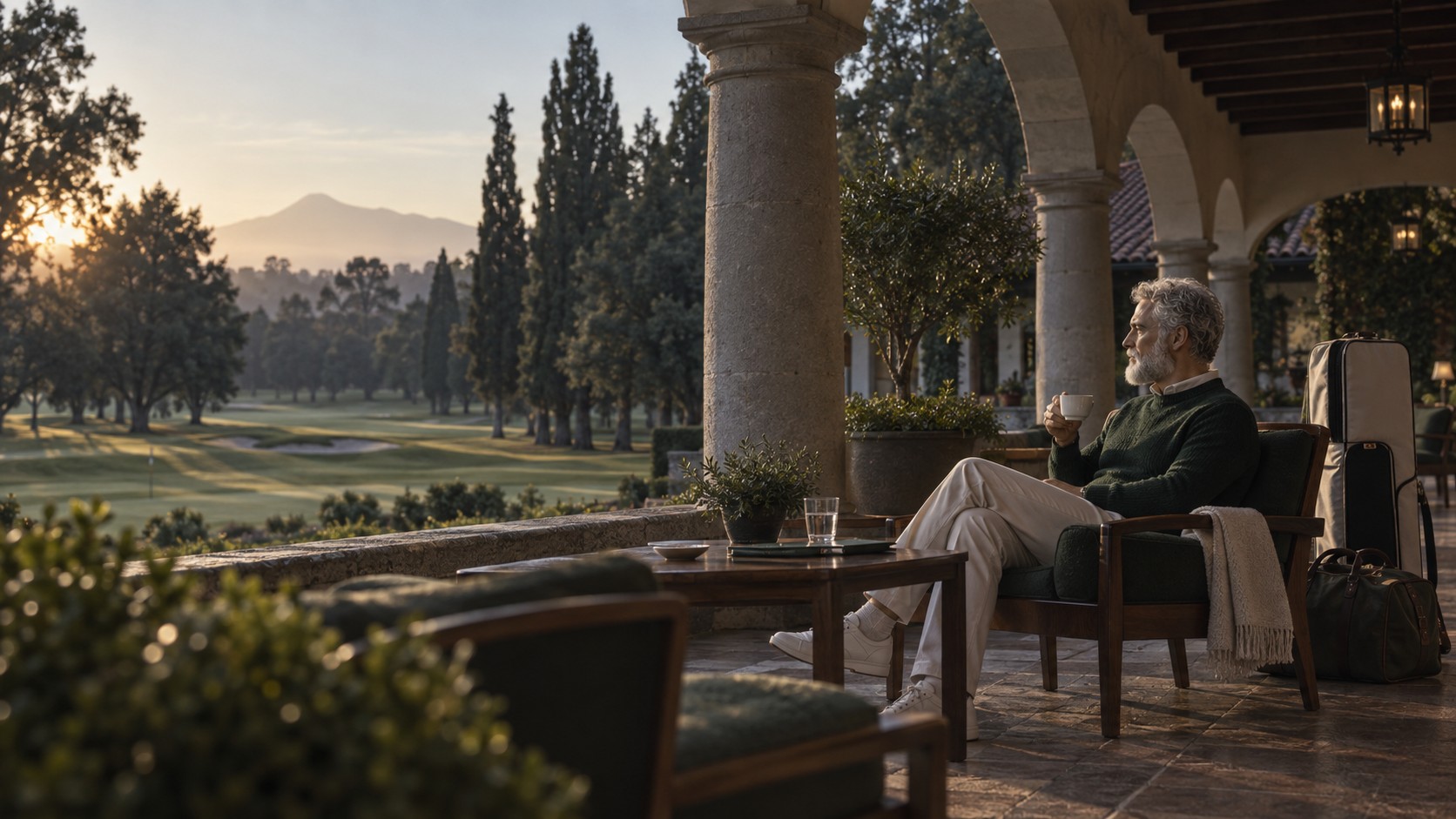 Un momento de calma frente al campo de golf